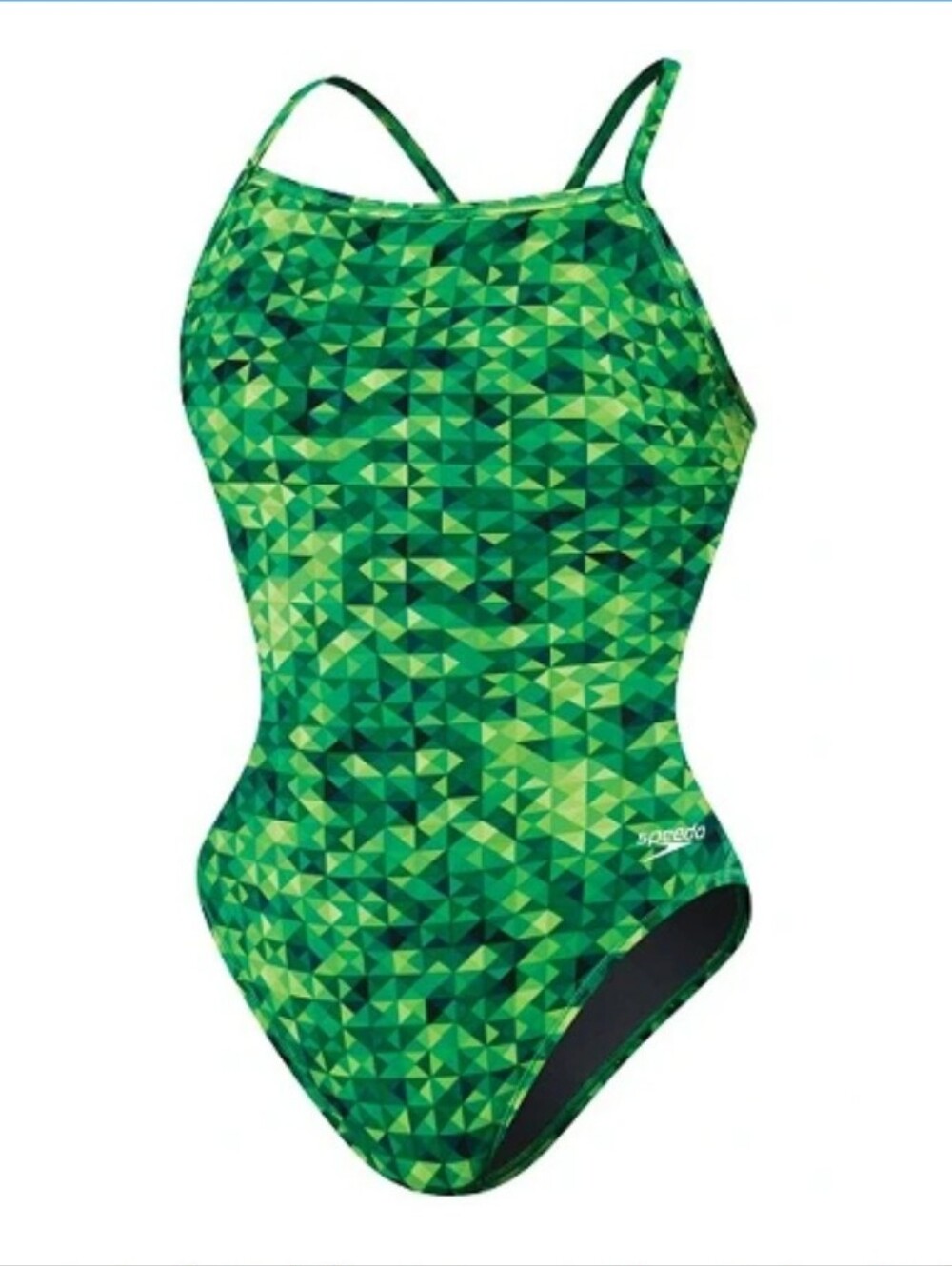 Speedo, NWT, Girls', Color Green, Geometric Print One-Piece Swimsuit, Size 28/12